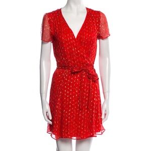 Sezane Mini Red Wrap Dress